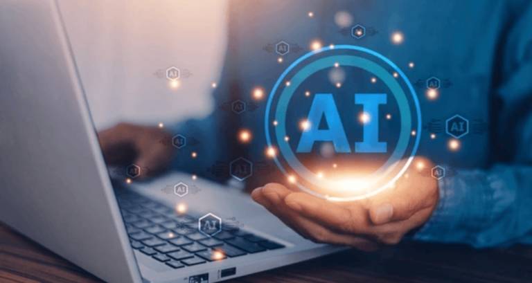 Hand holding glowing AI orb showing how freelancers can use AI
